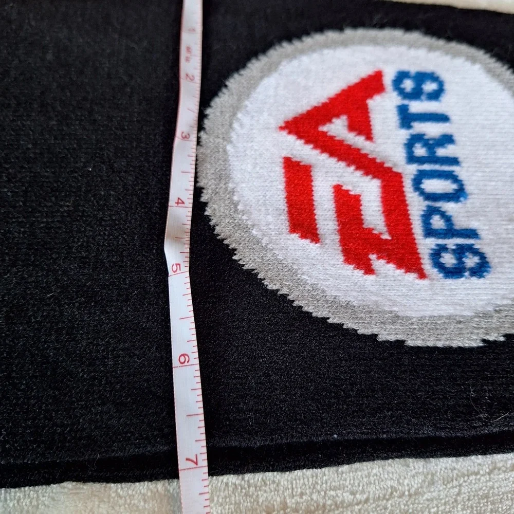 EA Sports Winter Scarf Black White Logo Fringe 60